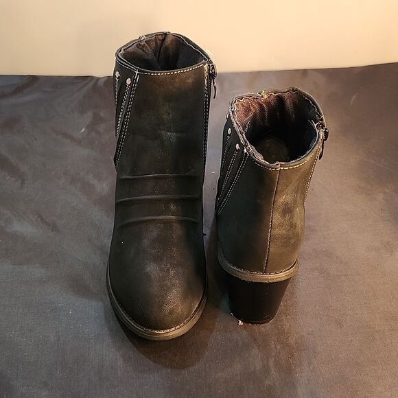 ROCKOMI WOMENS ANKLE  COMFORT CHUNKY HEEL ANKLE with ZIPPER BOOTIE - Picture 4 of 14